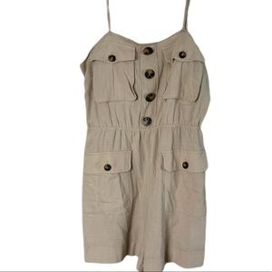 Utility Romper With Buttons M